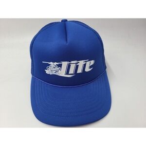 Vintage Miller Lite Rope Mesh Trucker Snapback Hat Cap Beer Men Women Blue White